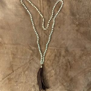 Fun beaded tassle long necklace